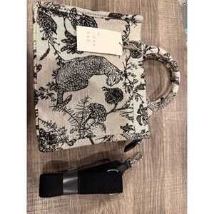 NWT A New Day Toile Leopard Print Mini Tote Crossbody Bag Cream Black